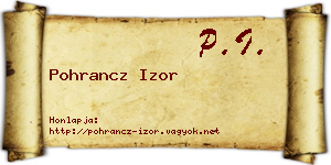 Pohrancz Izor névjegykártya